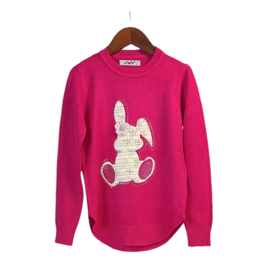 Plovar din tricot fin fuchsia cu iepuraș - Kids Magazin