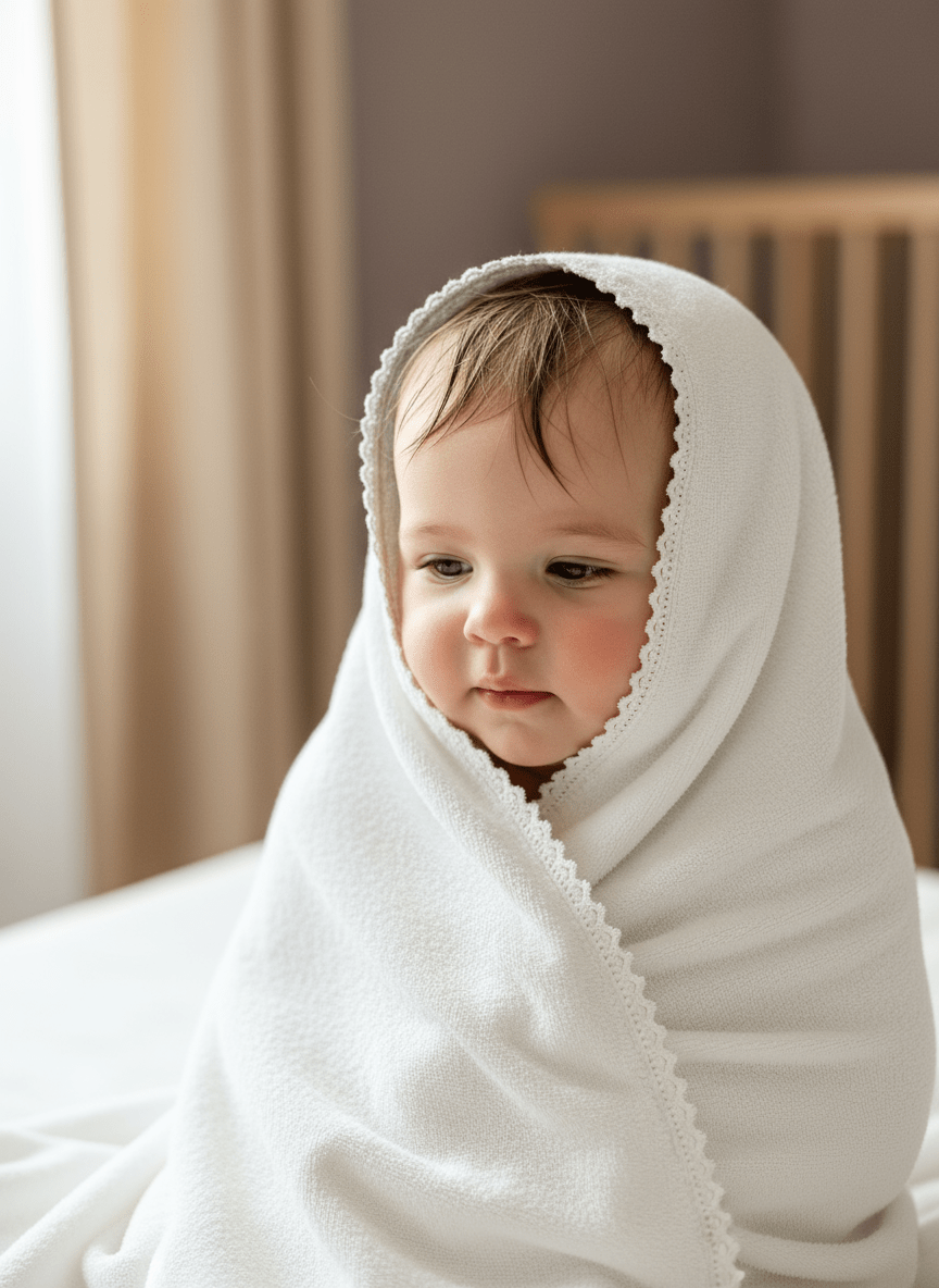 Prosop alb cu dantelă alba pentru bebe - Kids Magazin