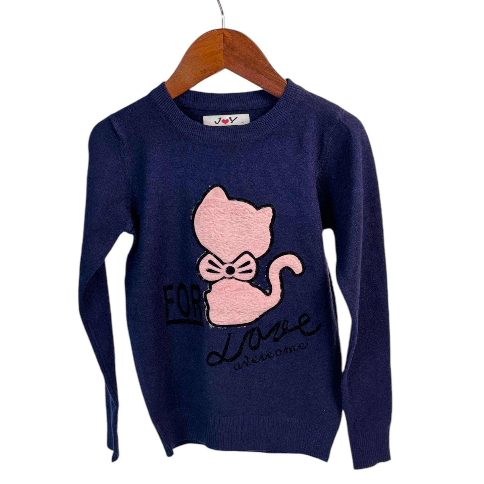 Pulover din tricot fin bleomari cu pisicuță - Kids Magazin