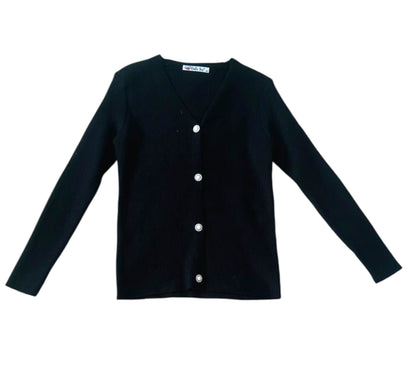 Pulover negru striat cu nasturi eleganți - Kids Magazin