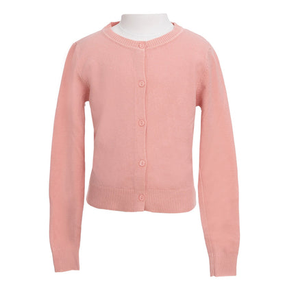 Pulover roz cu nasturi - Kids Magazin