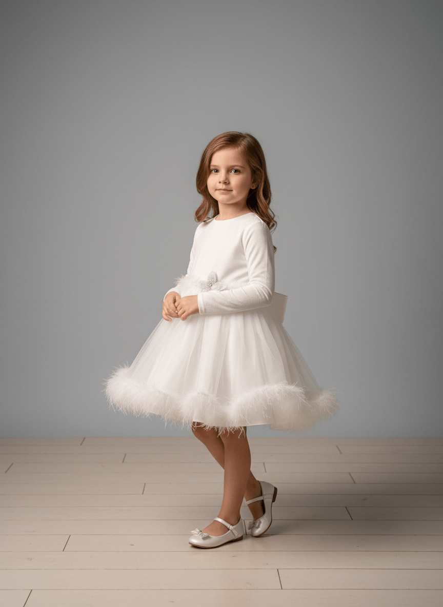 Rochie albă Fulg de nea - Kids Magazin