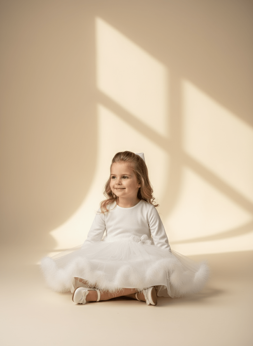 Rochie albă Fulg de nea - Kids Magazin