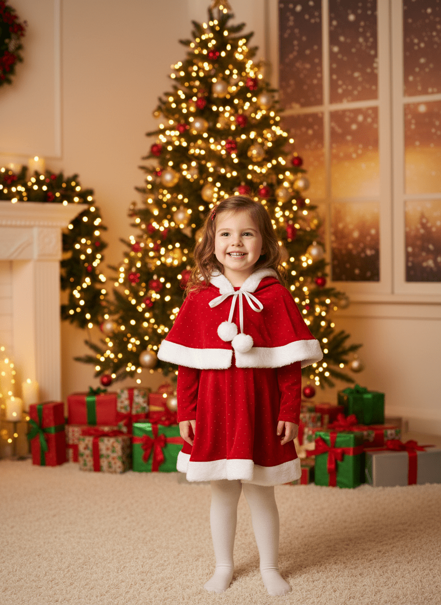 Rochie Craciunita cu capa - Kids Magazin