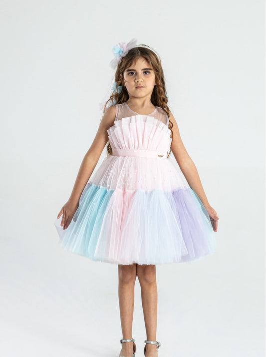 Rochie elegantă roz pastel - Kids Magazin