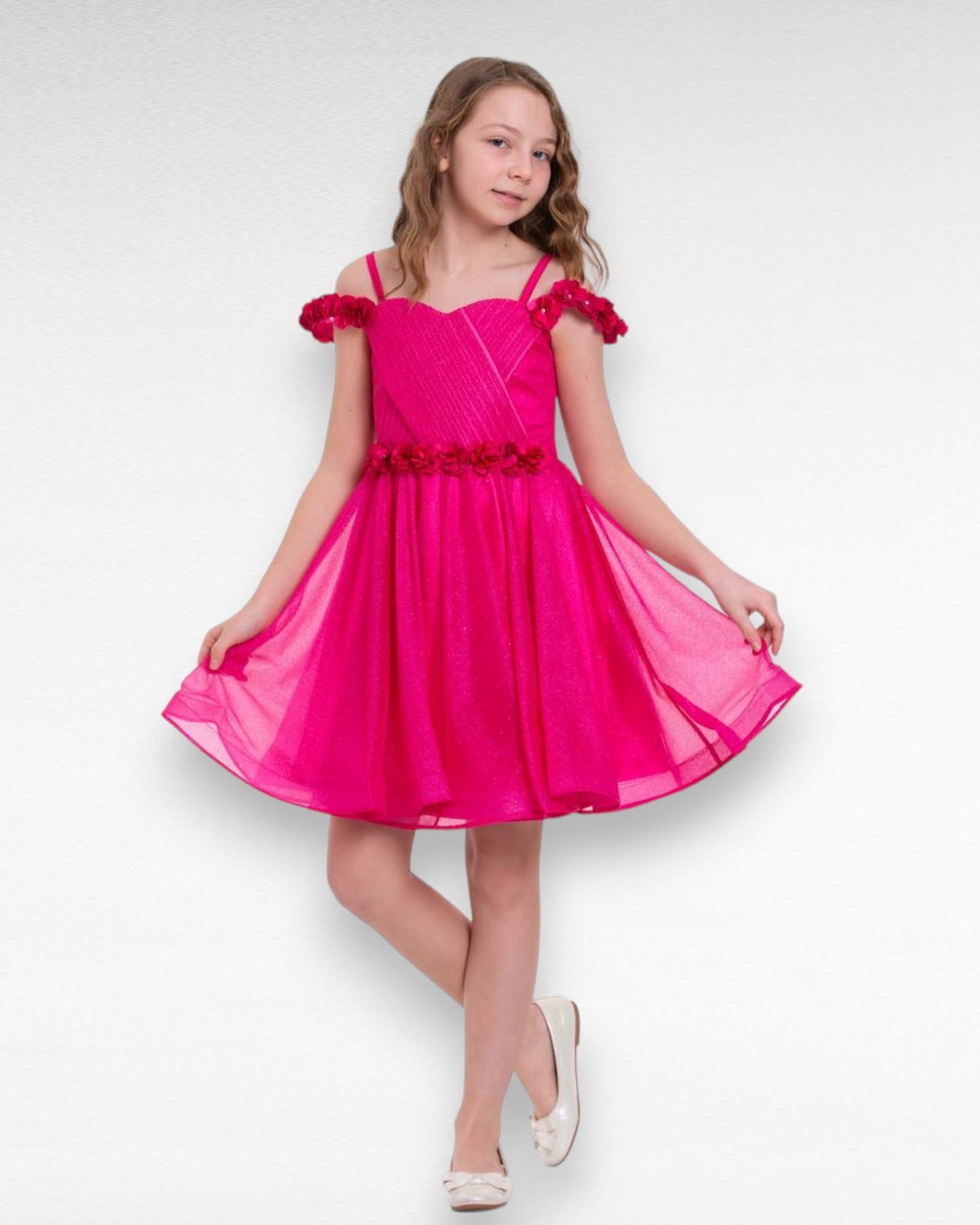 Rochie eleganta scurta fucsia - Kids Magazin