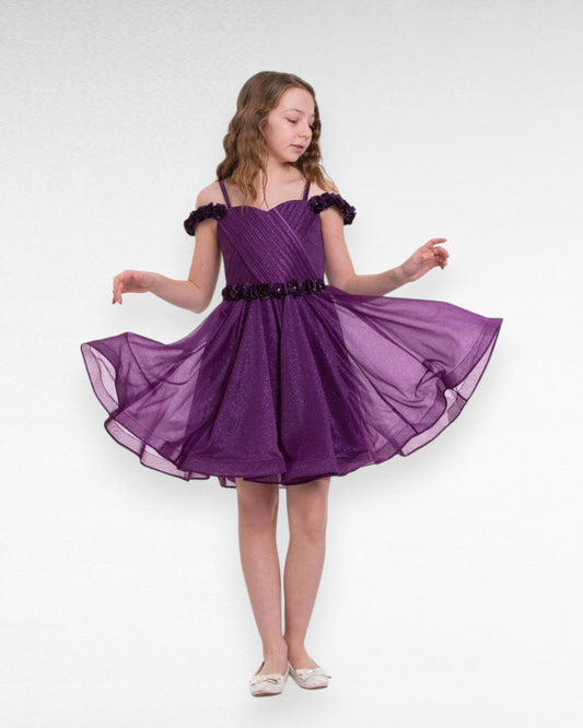 Rochie eleganta scurta mov 1544 - Kids Magazin