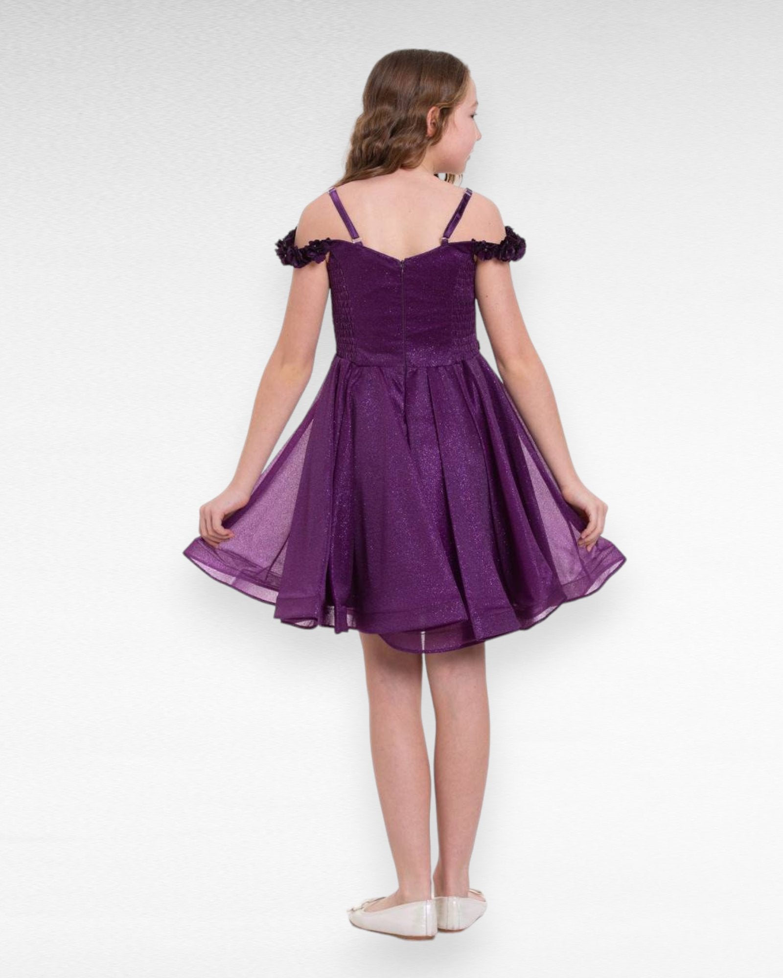 Rochie eleganta scurta mov 1544 - Kids Magazin