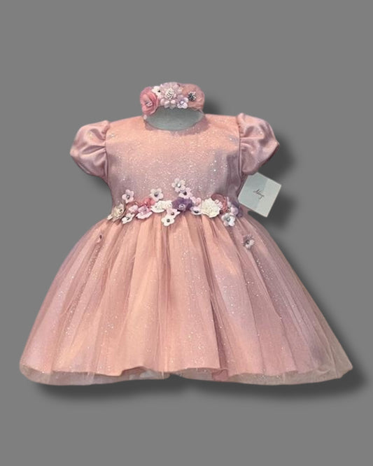 Rochie pentru botez cu bentiță și papucei - Kids Magazin