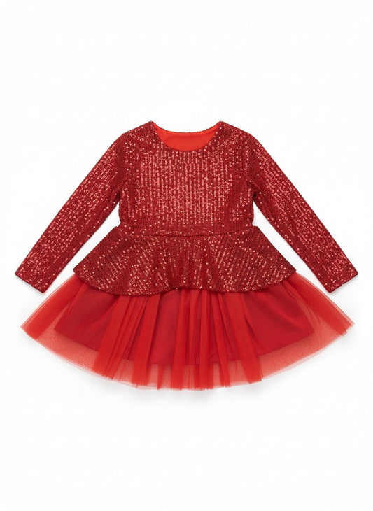 Rochie roșie cu paiete - Kids Magazin