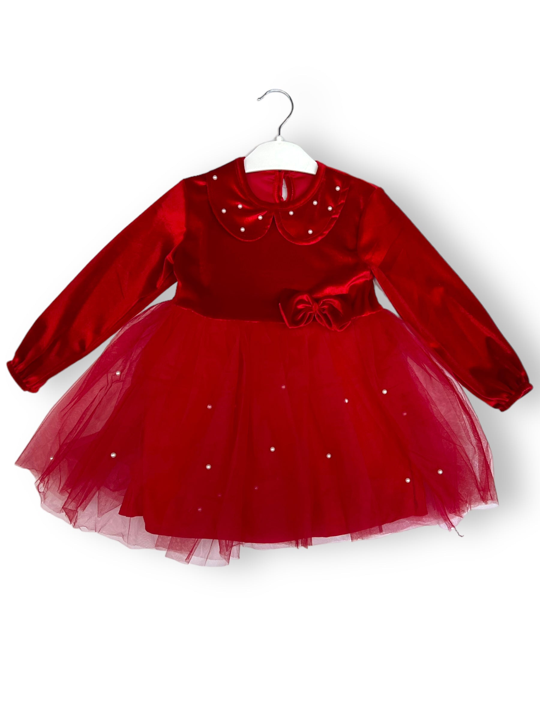 Rochie roșie din catifea - Kids Magazin