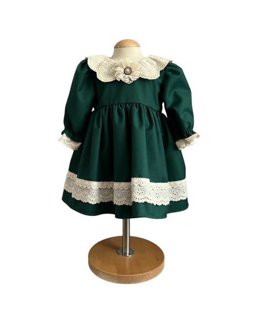 Rochiță Elegantă Botez Fete Verde cu Bonetă și Balerini – Mărimi 3 - 9 Luni - Kids Magazin
