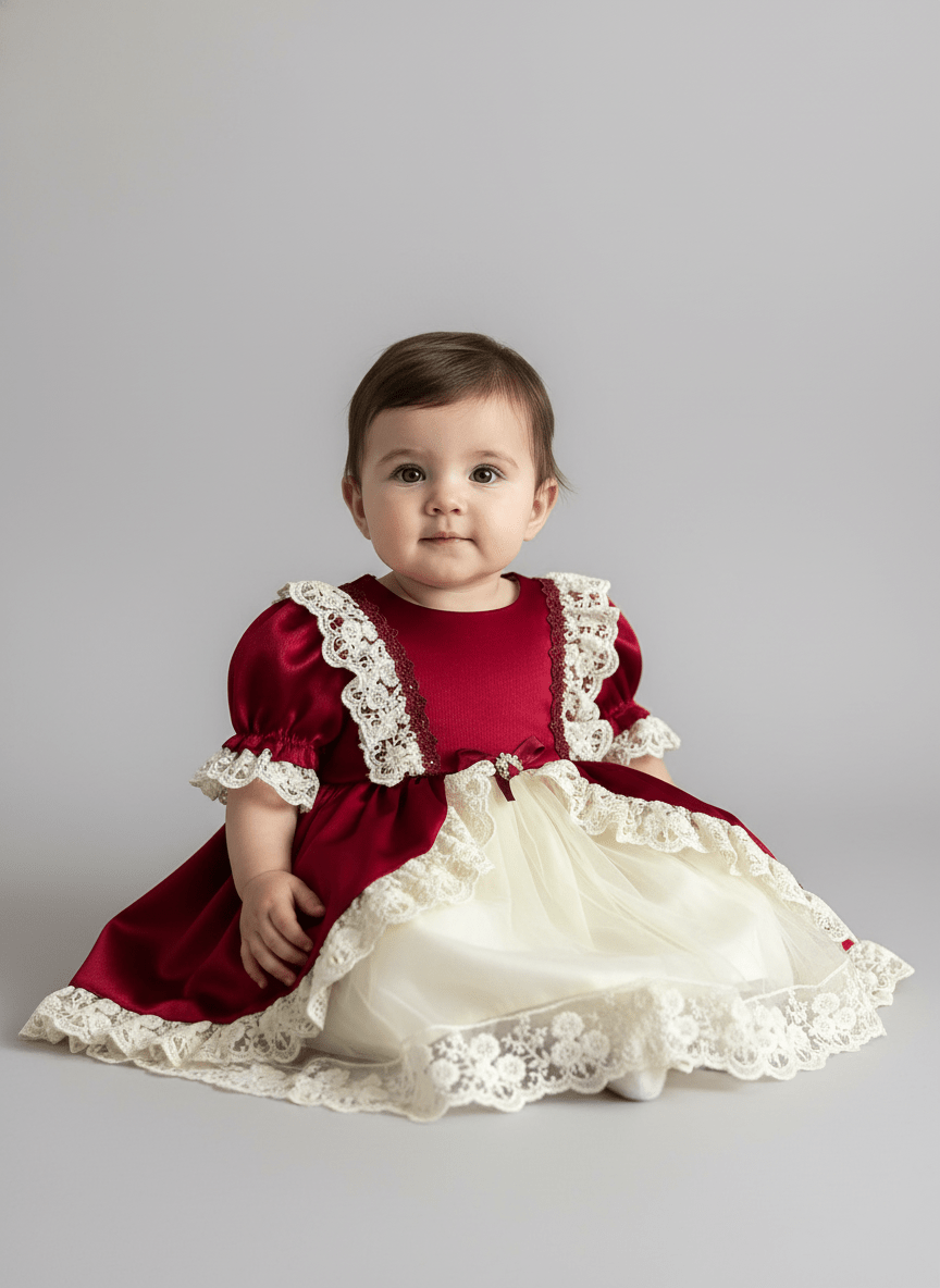 Rochiță elegantă fetiță în nuanțe grena și ivoire, cu balerini și bentiță - Kids Magazin