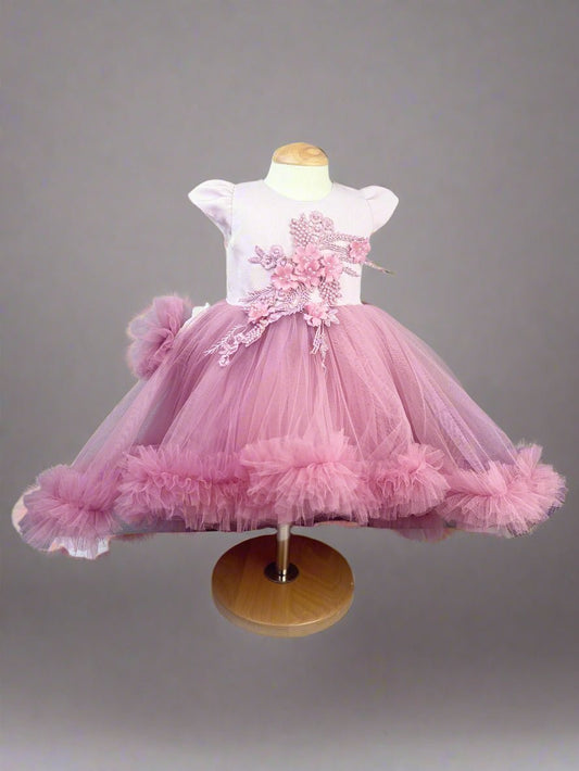 Rochita eleganta pentru bebelusi Gloria roz prafuit - Kids Magazin