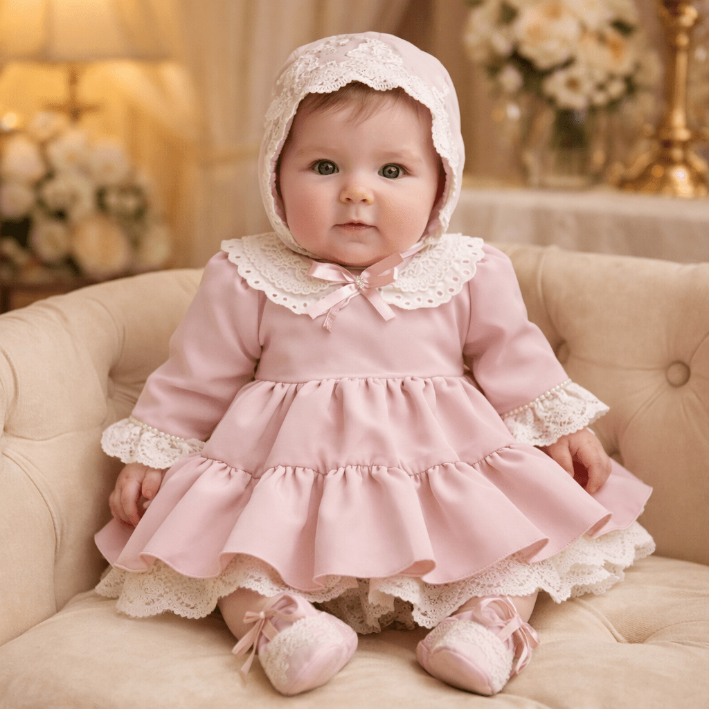 Rochiță elegantă roz cu volane - Kids Magazin