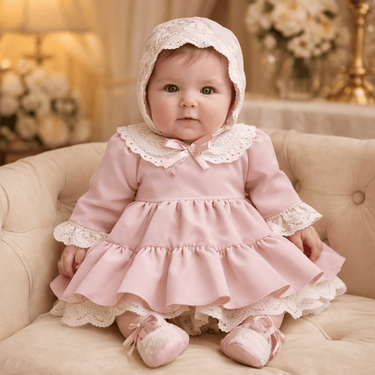 Rochiță elegantă roz cu volane - Kids Magazin