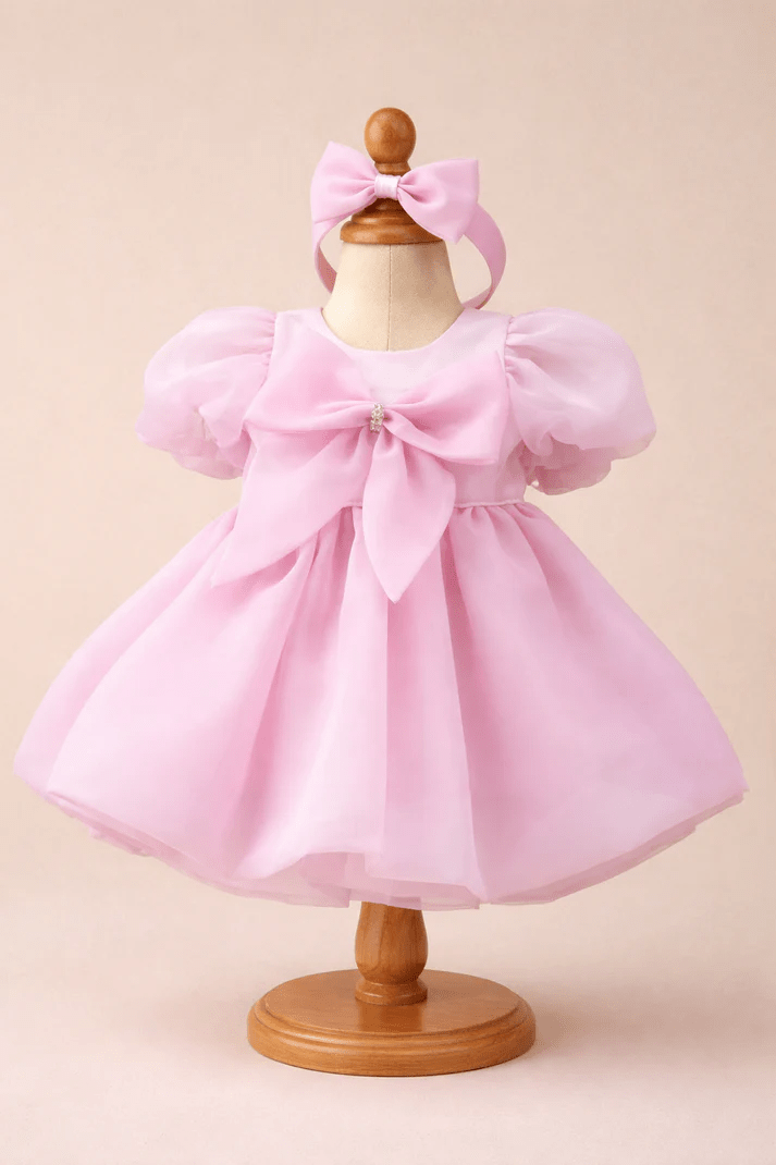 Rochiță elegantă roz pentru bebelușe - Kids Magazin