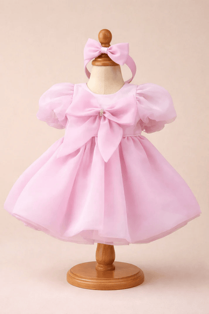 Rochiță elegantă roz pentru bebelușe - Kids Magazin