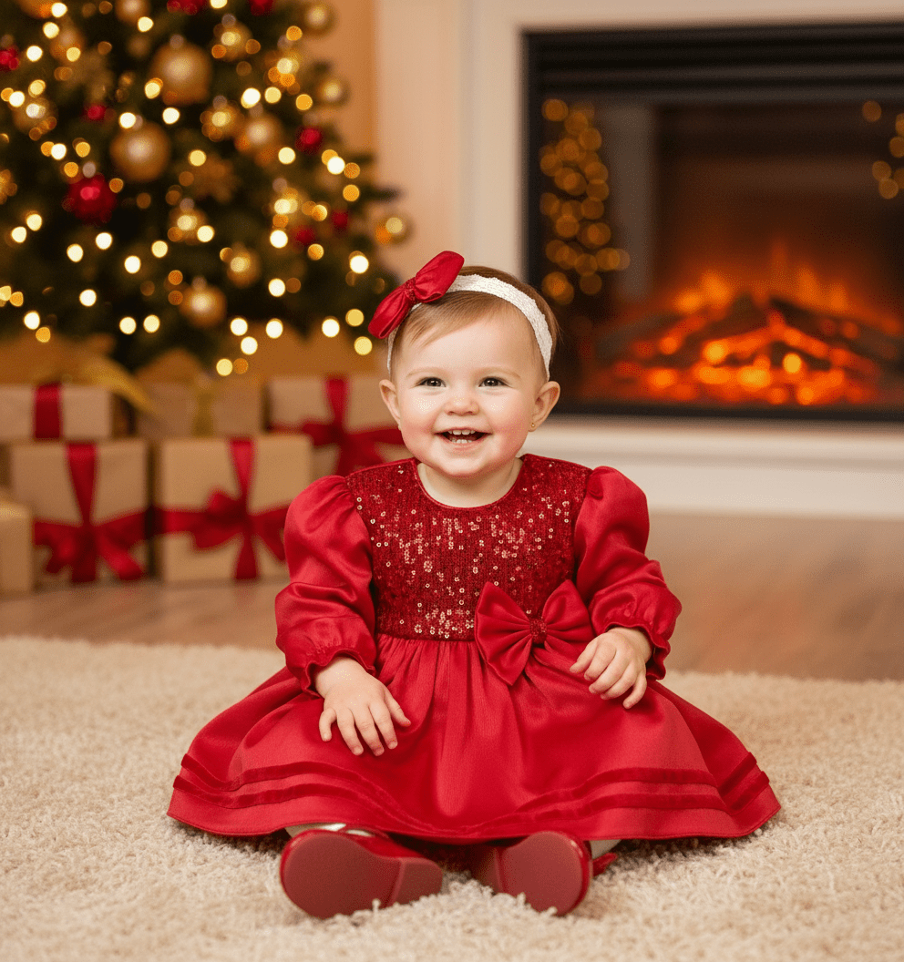 Rochiță roșie cu paiete - Kids Magazin