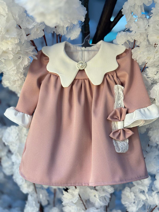 Rochita roz cu guler elegant - Kids Magazin