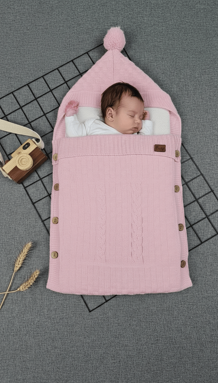 Sac de dormit din tricot roz pentru bebe - Kids Magazin