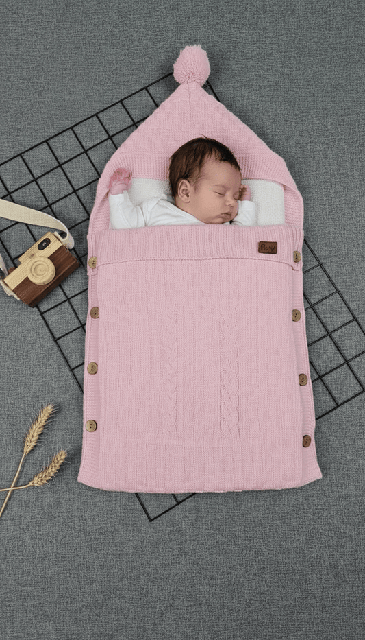 Sac de dormit din tricot roz pentru bebe - Kids Magazin