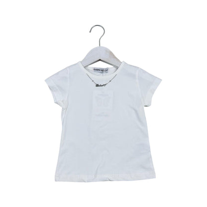 Sarafan de blugi roz și tricou alb - Kids Magazin