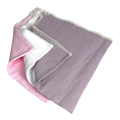 Set de 3 scutece din muselina pentru fete - Kids Magazin