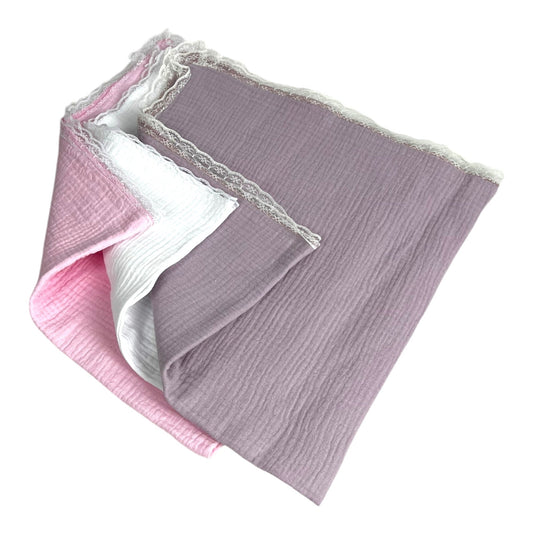 Set de 3 scutece din muselina pentru fete - Kids Magazin