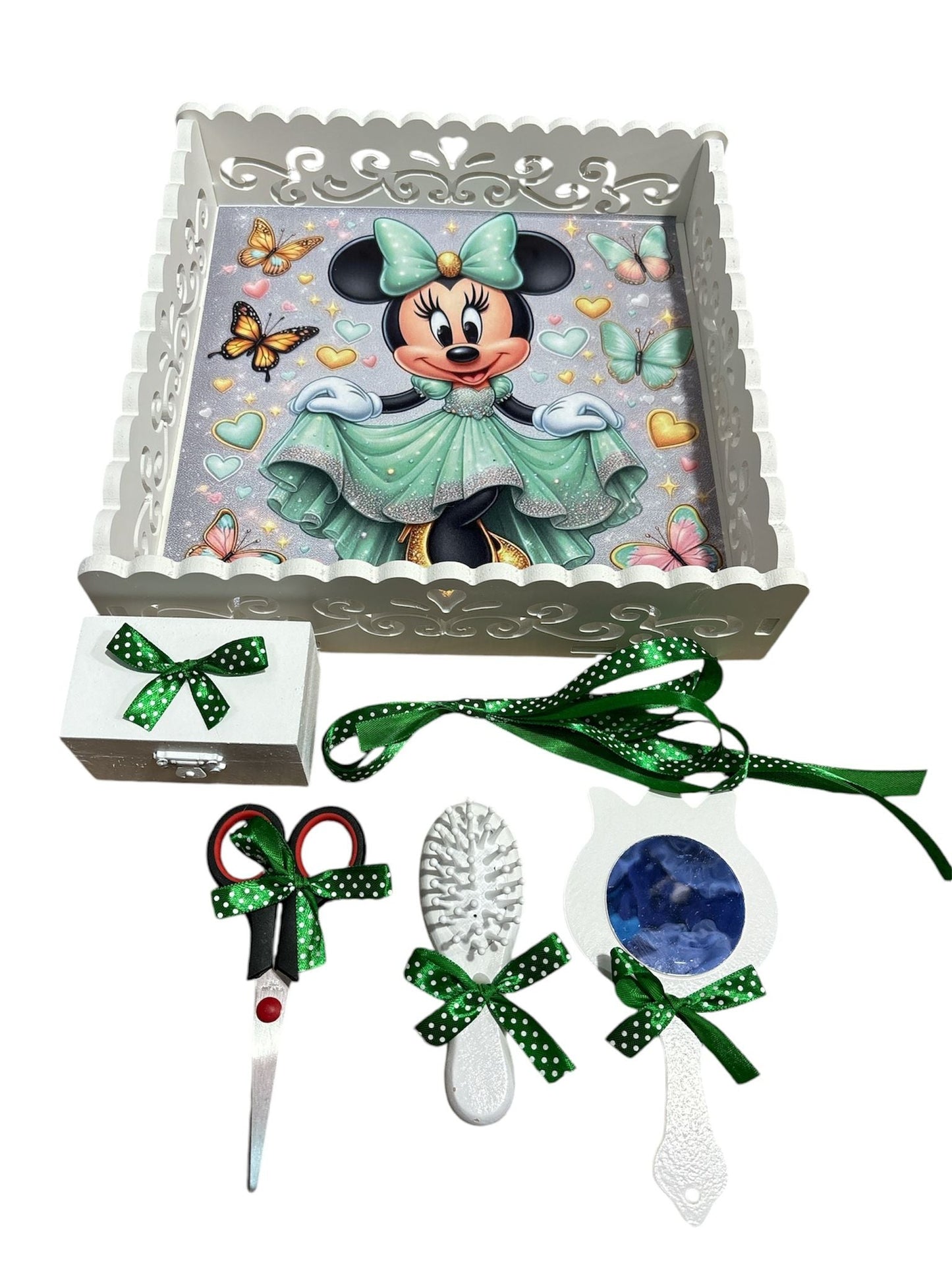 Set tava pentru taiere mot , model Minnie, verde, 6 piese - Kids Magazin