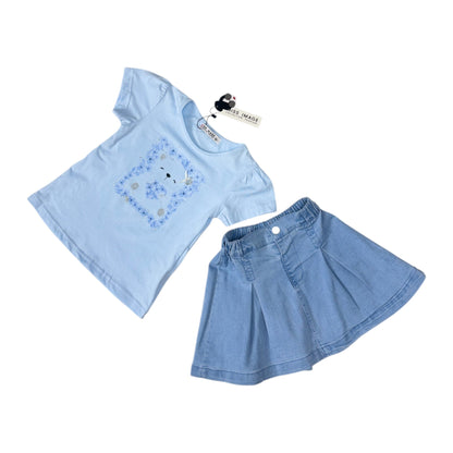 Set tricou bleo și fustă de blugi - Kids Magazin