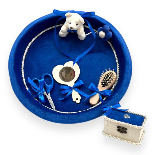 Tavita pentru mot Ursulet de Catifea Albastru Regal - Kids Magazin