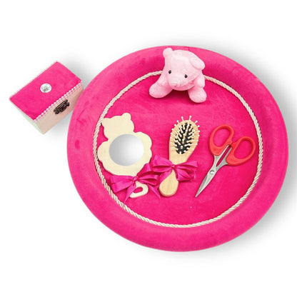 Tavita pentru mot Ursulet de Catifea Fuchsia - Kids Magazin