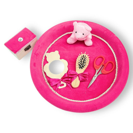 Tavita pentru mot Ursulet de Catifea Fuchsia - Kids Magazin