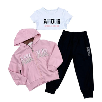 Trening Amour roz cu 3 piese - Kids Magazin