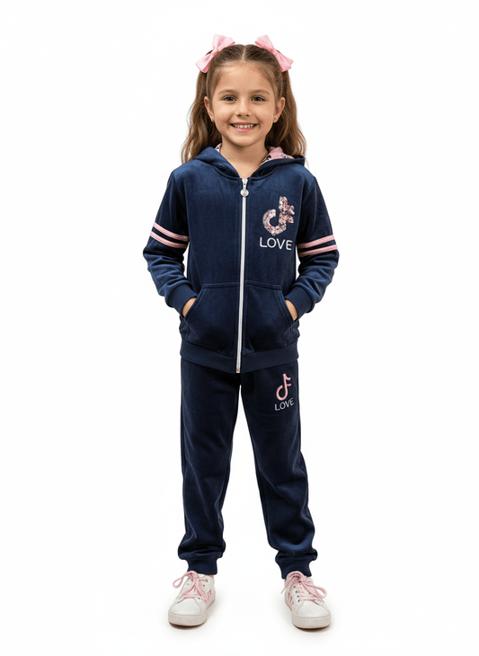 Trening din catifea bleumarin - Kids Magazin