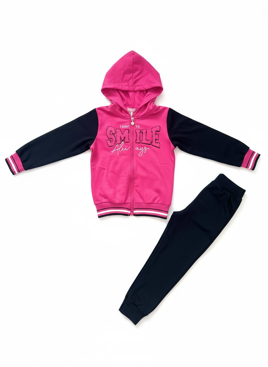 Trening Smile negru cu fuchsia - Kids Magazin