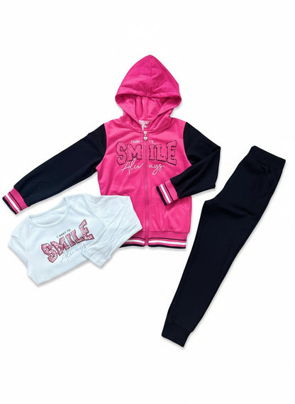 Trening Smile negru cu fuchsia - Kids Magazin