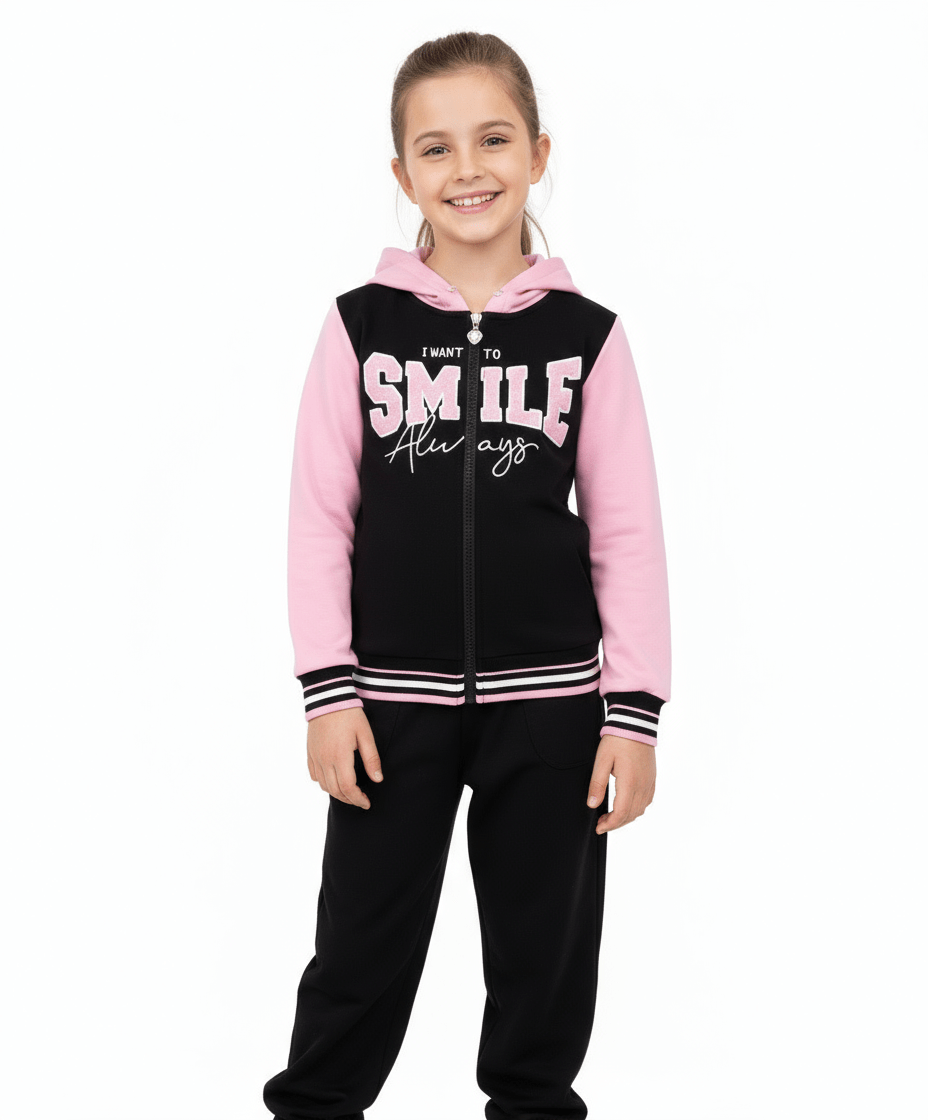 Trening Smile negru cu roz - Kids Magazin