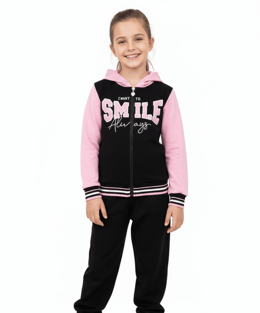 Trening Smile negru cu roz - Kids Magazin