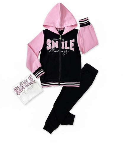 Trening Smile negru cu roz - Kids Magazin