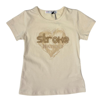 Tricou crem cu inimioara - Kids Magazin