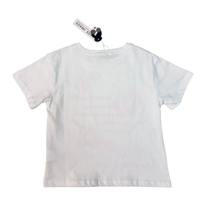 Tricou cu floricele de fata alb - Kids Magazin