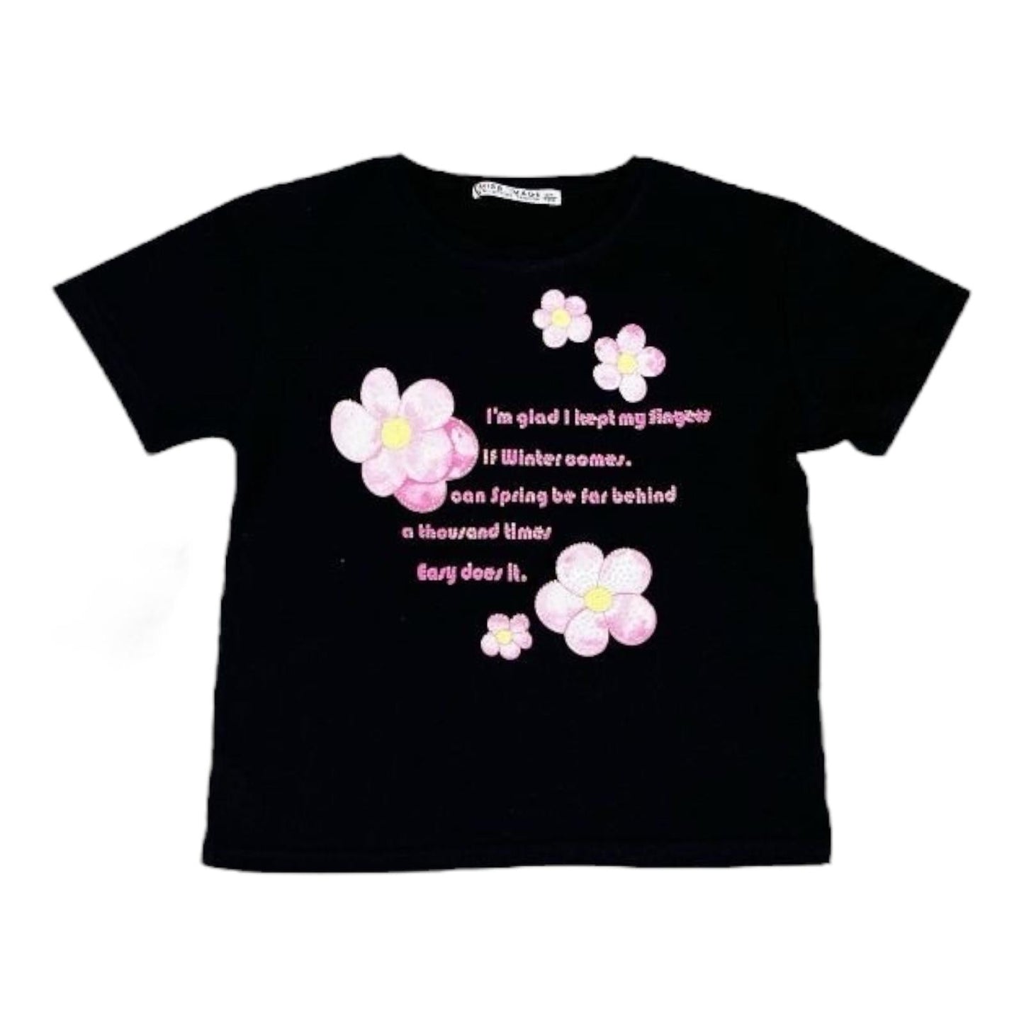 Tricou cu floricele de fata negru - Kids Magazin