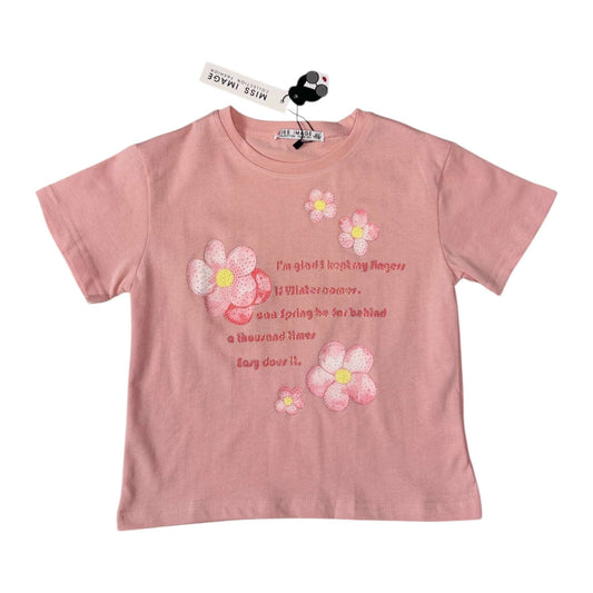 Tricou cu floricele de fata roz - Kids Magazin