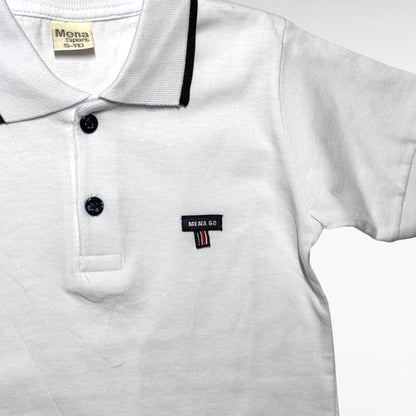 Tricou polo alb cu dunga bleomarin baieti - Kids Magazin