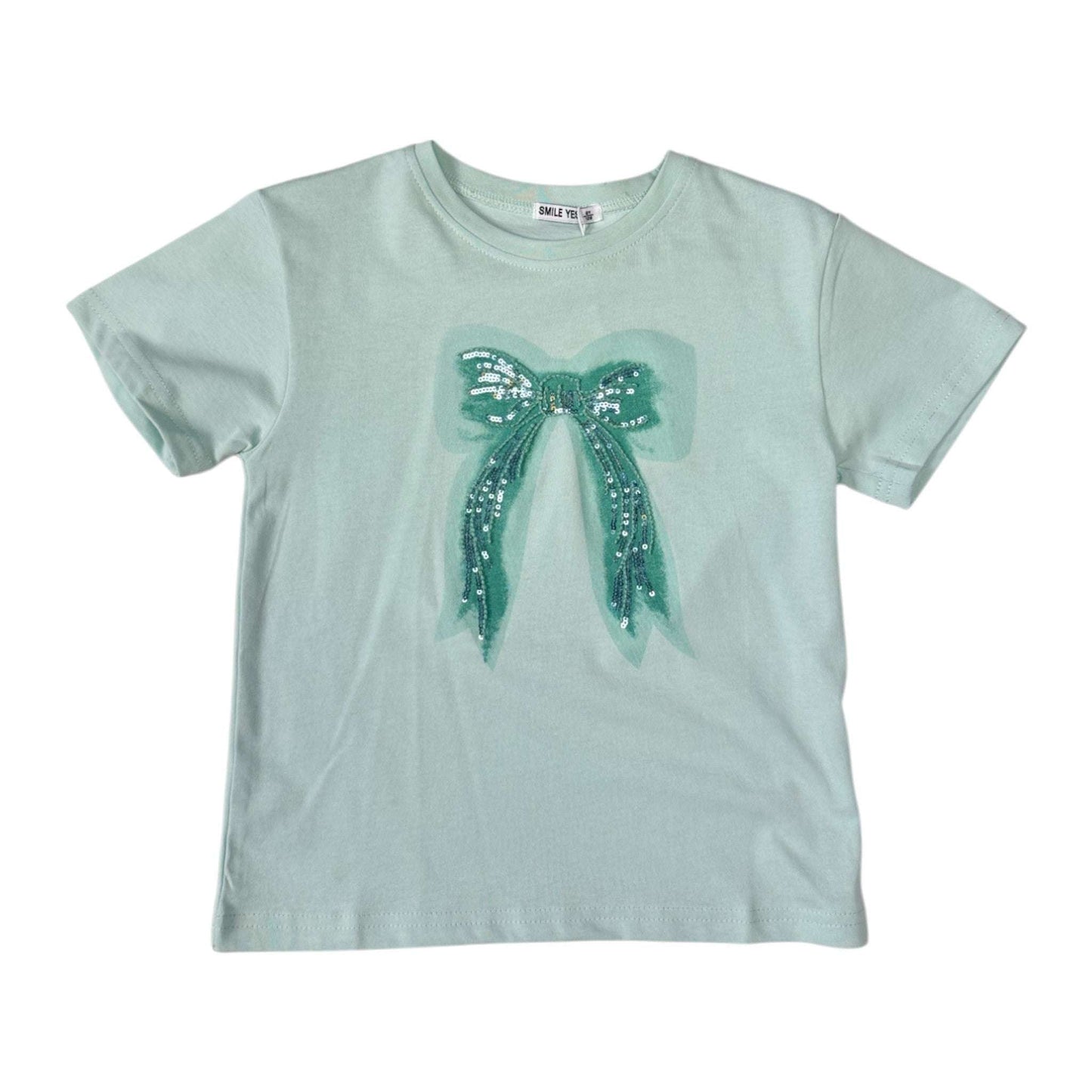 Tricou Verde Menta cu Fundita - Kids Magazin