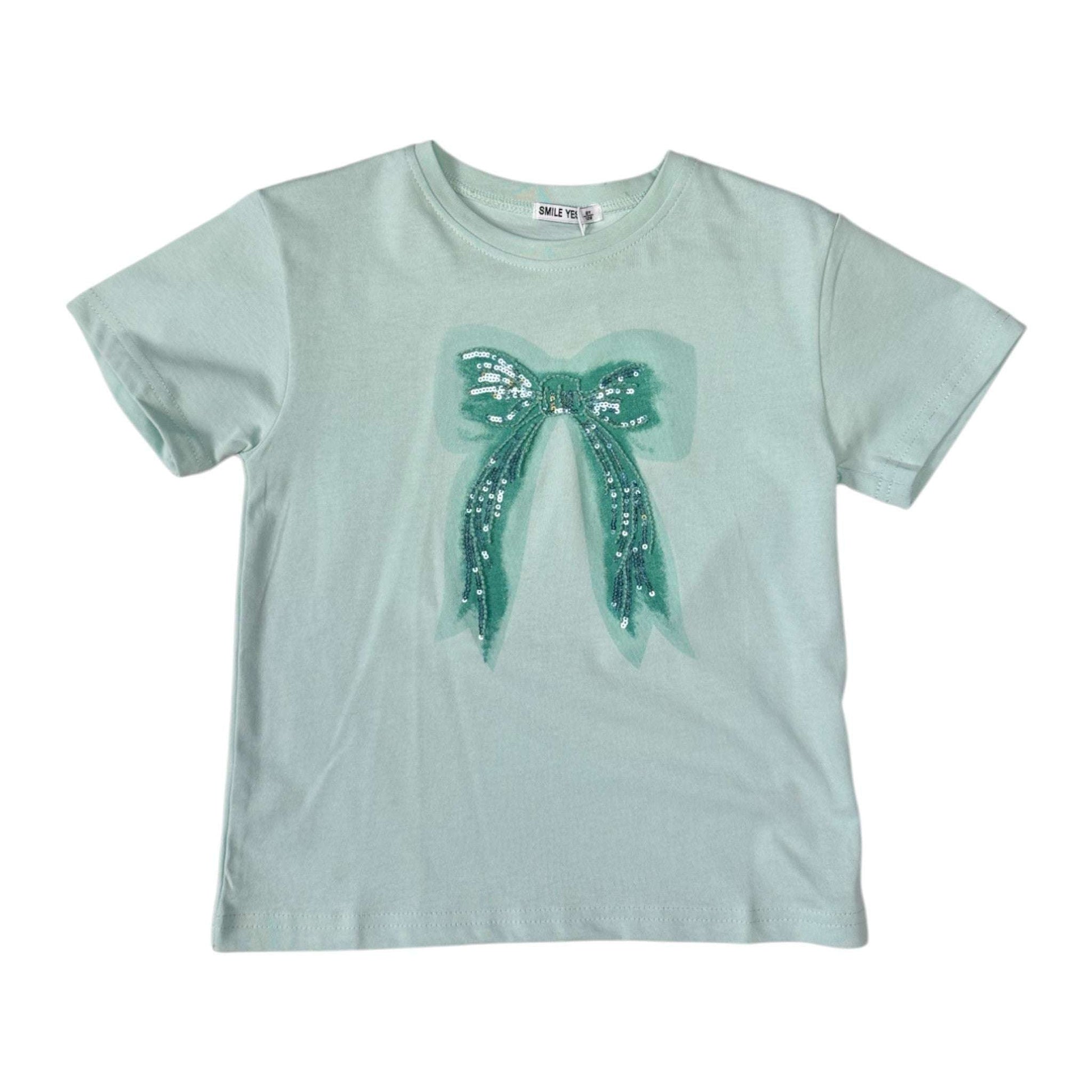 Tricou Verde Menta cu Fundita - Kids Magazin