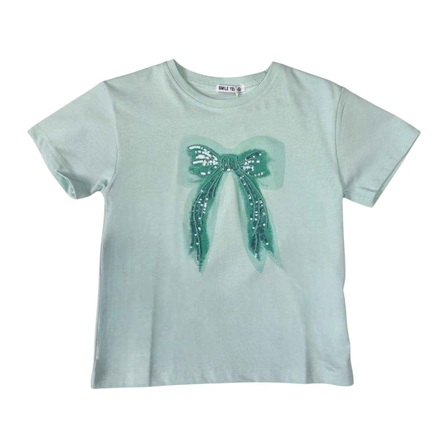 Tricou Verde Menta cu Fundita - Kids Magazin