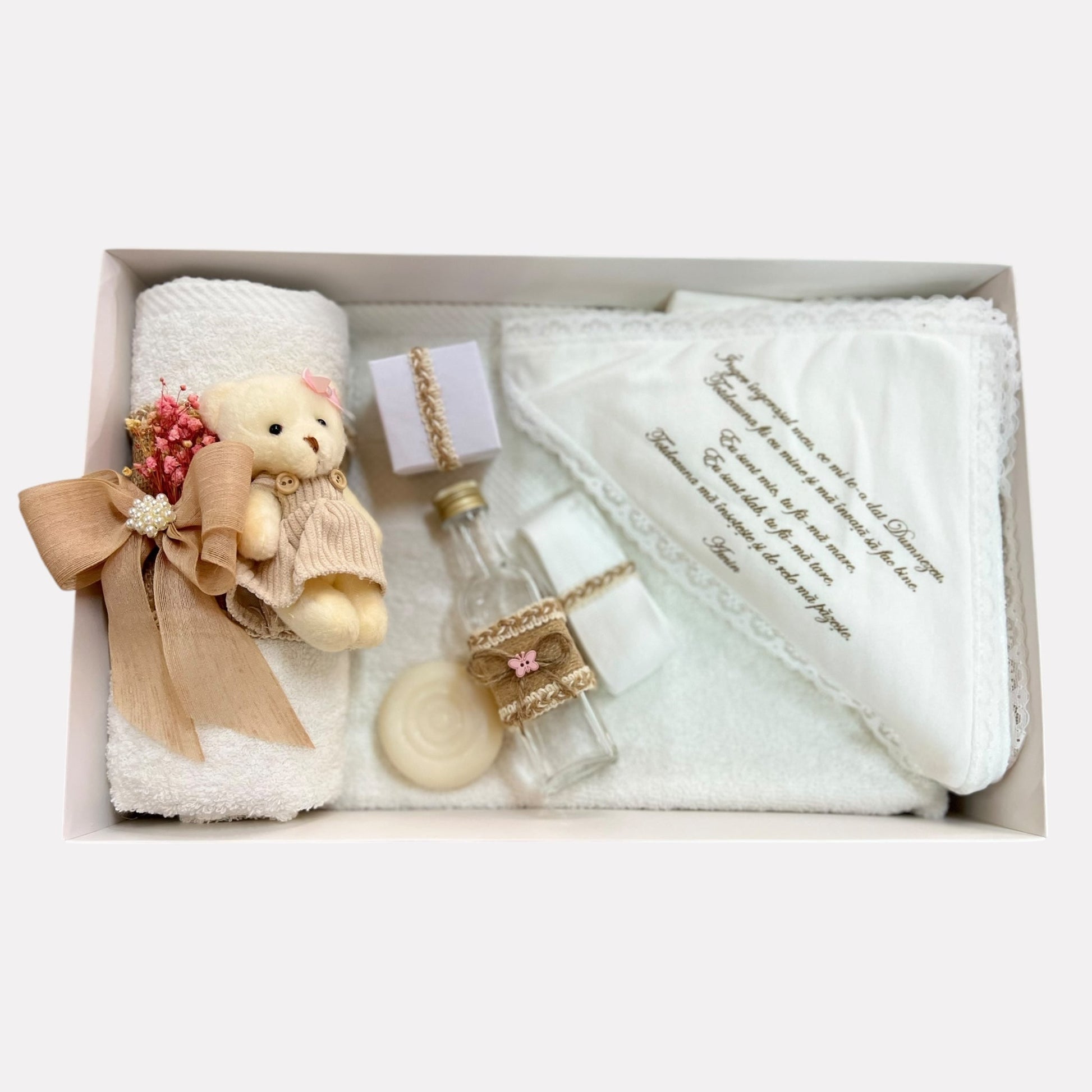 Trusou artizanal cu decor natural – ursuleț și flori de câmp - Kids Magazin